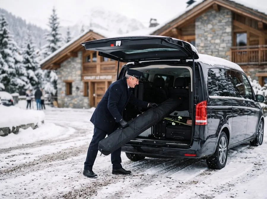 Chauffeur öffnet die Fondtür einer Limousine