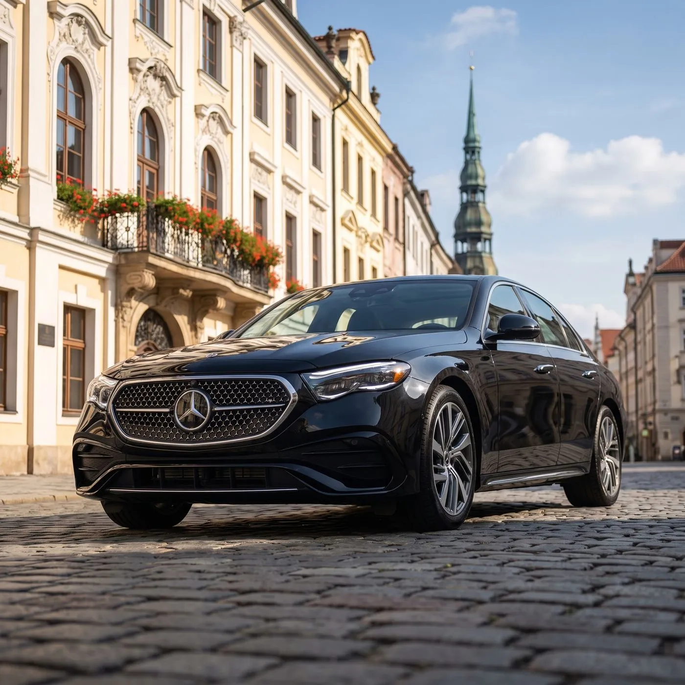 Mercedes-Limousine in einer Wiener Altstadtgasse